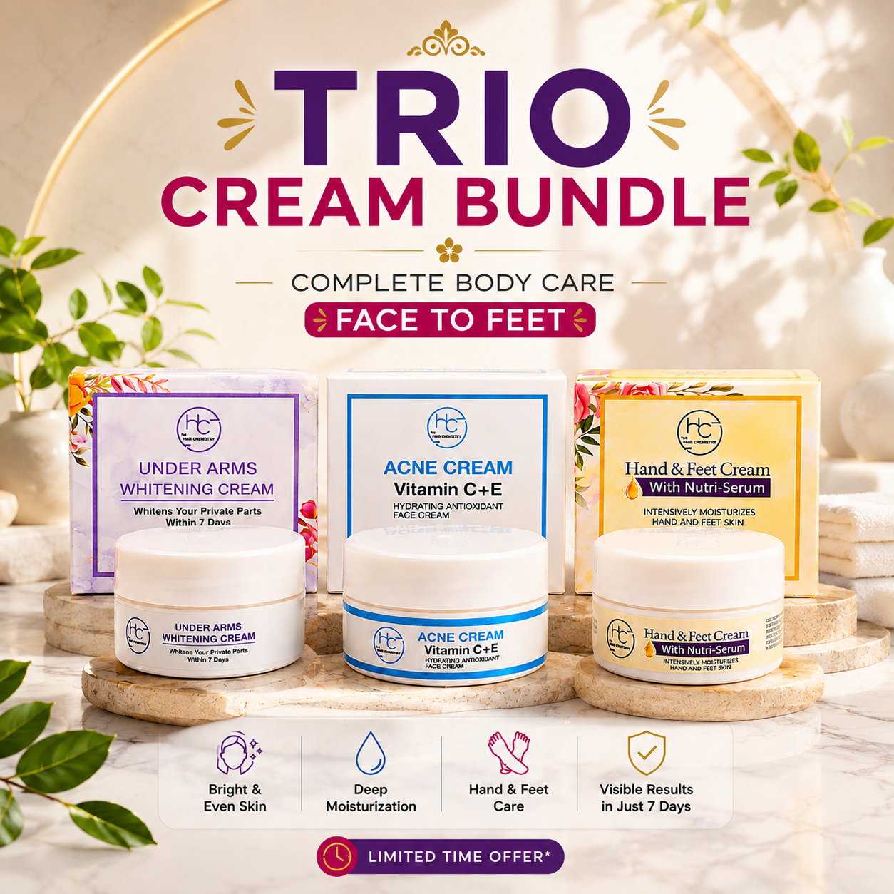 TRIO CREAM BUNDLE ( FACE TO FEET CARE )