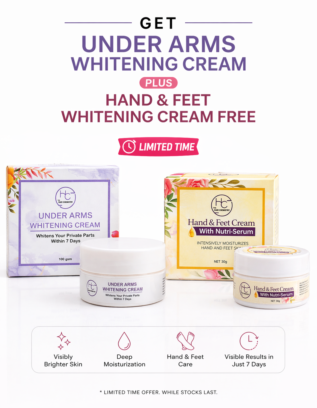 UNDER ARMS WHITENING CREAM & FREE HAND FEET CREAM