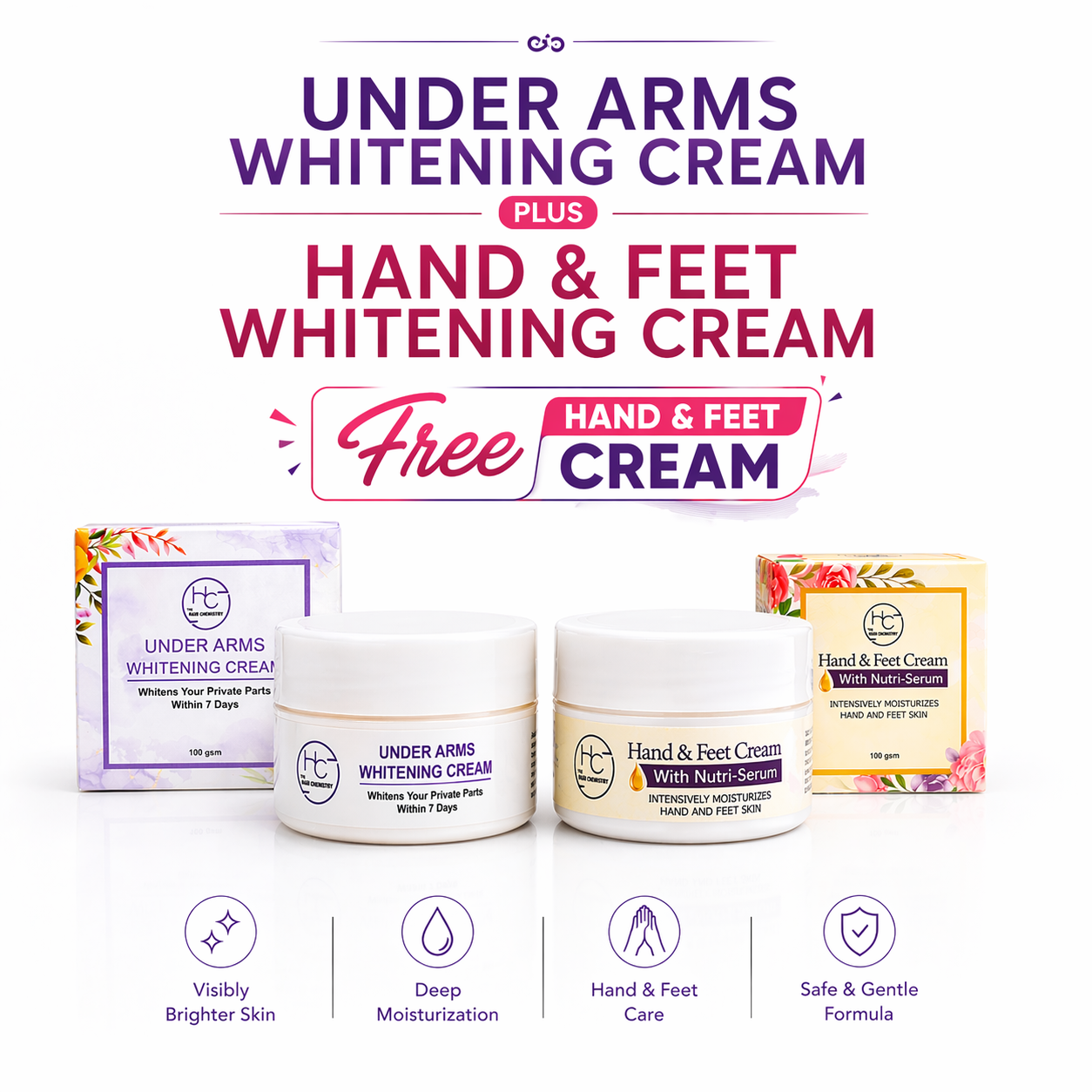UNDER ARMS WHITENING CREAM & FREE HAND FEET CREAM
