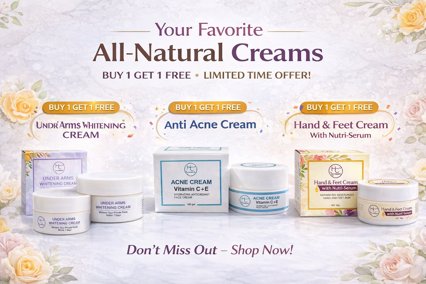 TRIO CREAM BUNDLE ( FACE TO FEET CARE )
